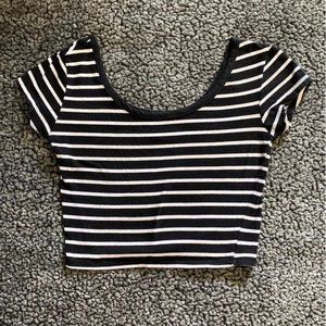 Womens Wet Seal Black and White Striped Crop Top Size Small